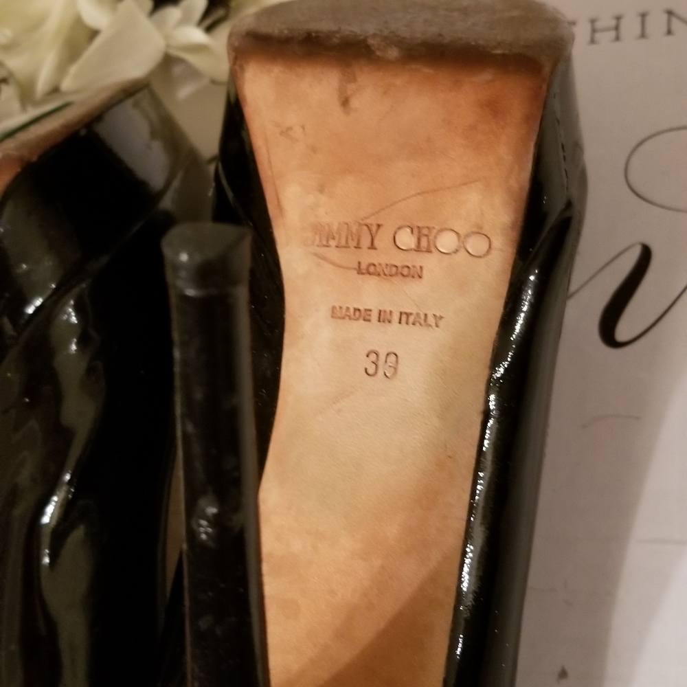 Jimmy Choo Black Patent Leather Platform Heels 9 - Picture 8 of 16